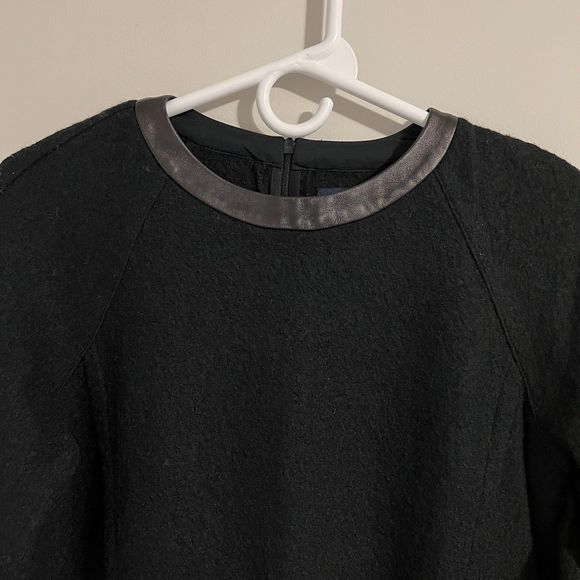 MADEWELL Structured Sweater Black Wool Leather Trim Size XXS - Picture 7 of 12